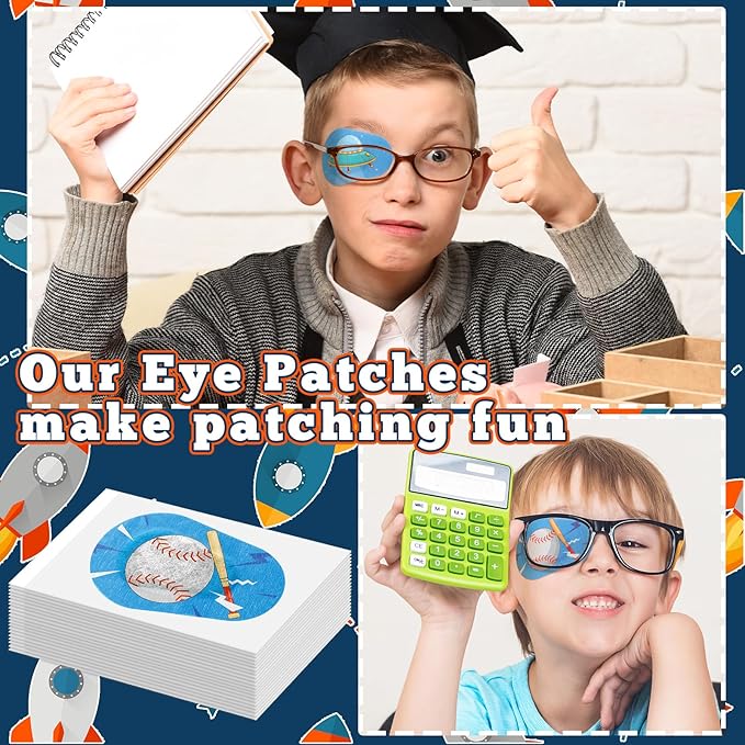 Panitay 40 Pcs Kids Eye Patches for Boys Toddlers Adhesive Patches Bulk with Lazy Eye Breathable Fabric Pad Light Blocking Cute Designs Cotton Adhesive Bandages for Boys Children