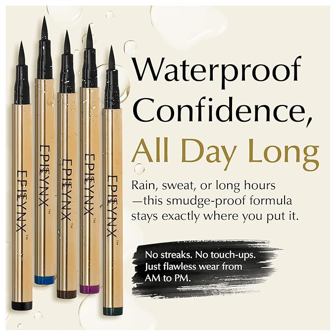 EPILYNX Liquid Eyeliner - Hypoallergenic Eyeliner with Fine Brush Tip, Long-Lasting Waterproof Eye Liner - Cruelty-Free, Vegan, Gluten-Free, Smooth Liquid Eye Liner, 5 Shades 2mL each Gift Set