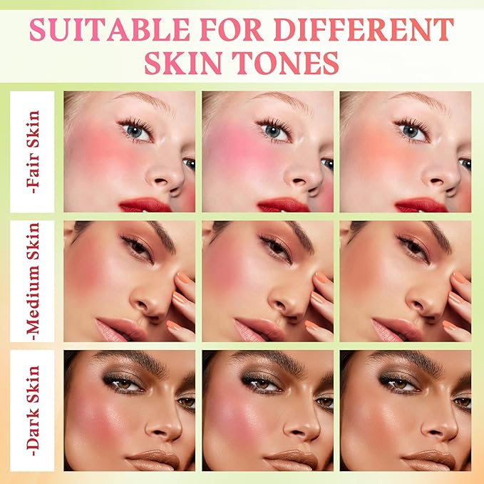 3PCS Blush Stick for Cheeks,Multi-use Solid Matte Makeup Stick Blush Cream for Cheek Eyes and Lips Tint,Moisturizing Tinted Cream Blush,Natural Blendable Cheek Blusher with 3 Makeup Sponges A1