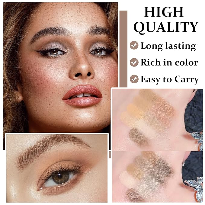 IONSGAKO 9 Colors Matte Naked Eyeshadow Palette Natural Nude Smoky Brown Taupe Eyeshadow Palette Ultra-Blendable Highly Pigmented Eye Shadow Makeup Palette with Brush-03 Cement Color