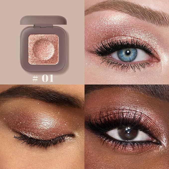 Noerrors Duochrome Champagne Pink Silver Glitter Eyeshadow Palette, Holographic Multichrome Rich Color Shimmer Metallic Eye Shadow, Color Shift Diamond Sparkle Eye Brightener Palette Fairy Makeup#01