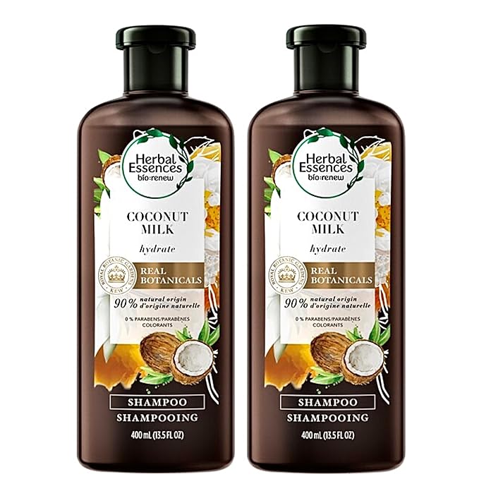 Herbal Essences Shampoo for Color Treated Hair, Coconut Milk, Paraben Free, BioRenew 13.5 FL OZ (Pack of 2)
