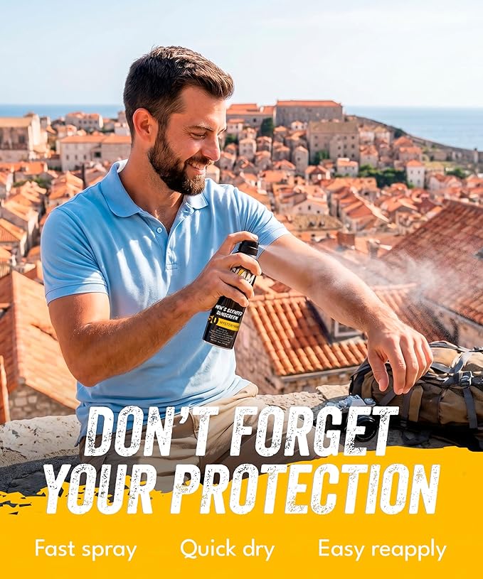 SLAM Men’s Sunscreen SPF 50 Spray - Broad Spectrum UVA/UVB Protection - Non-Greasy & No Harsh Chemicals - MysteryMan Sandalwood Tonka Bean Sage Cologne Scented - 2 Pack
