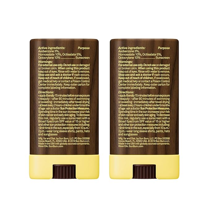 Sun Bum Original Spf 30 Sunscreen Face Stick Vegan and Hawaii 104 Act Compliant (Octinoxate & Oxybenzone Free) Broad Spectrum Moisturizing Roll-on UVA/UVB Sunscreen With Vitamin E 2 Pack
