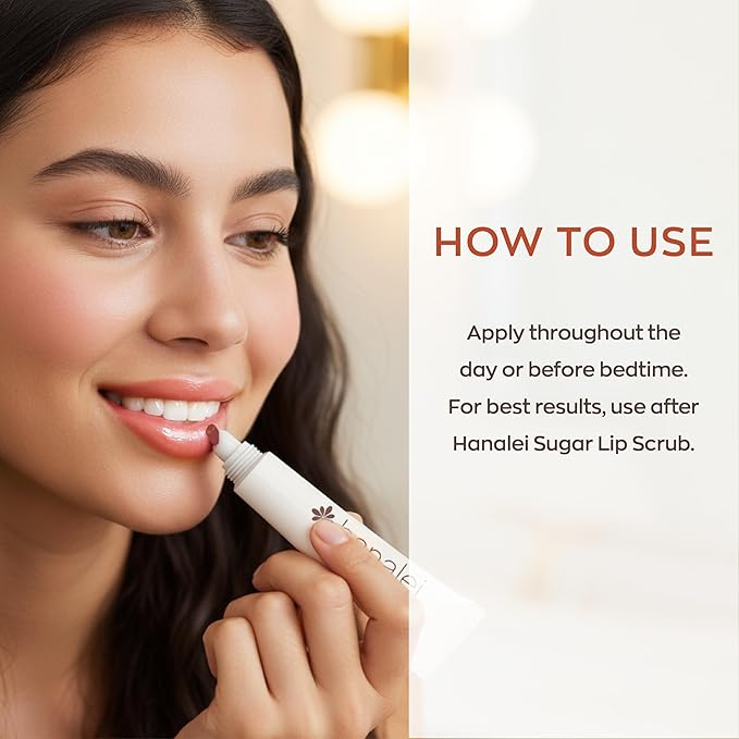 Hanalei Lip Treatment for Dry, Chapped Lips – Intensive Overnight Moisturizer with Kukui Oil, Shea Butter & Grapeseed Oil – Hydrating Balm for Healing Cracks – Natural Nude Tint, 15g – Cruelty-Free