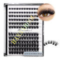 12rows-Large Tray Mixed 8-10-12-14-16mm/Mixed 14-15-16mm/Mixed14mm-16mm/Mixed 18-20mm Wide Stem Individual False Eyelashes Dramatic Black Cluster Eyelashes (Mixed 8-10-12-14-16mm)