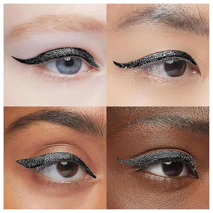 EPILYNX Liquid Eyeliner - Hypoallergenic Eyeliner with Fine Brush Tip, Long-Lasting Waterproof Eye Liner - Cruelty-Free, Vegan, Gluten-Free, Smooth Liquid Eye Liner, Shimmer Black 2mL