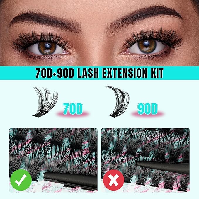 Lash Clusters 320Pcs 70D 90D Eyelashes Cluster D Curl Individual Wispy Lashes Cluster for DIY Cluster Eyelash Extensions at Home for Beginners (Mix10-16mm)