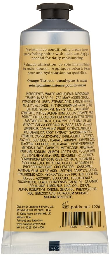 Crabtree & Evelyn Ultra-Moisturising Hand Therapy, Tobacco Orange, Eucalyptus & Sage, 3.5 oz