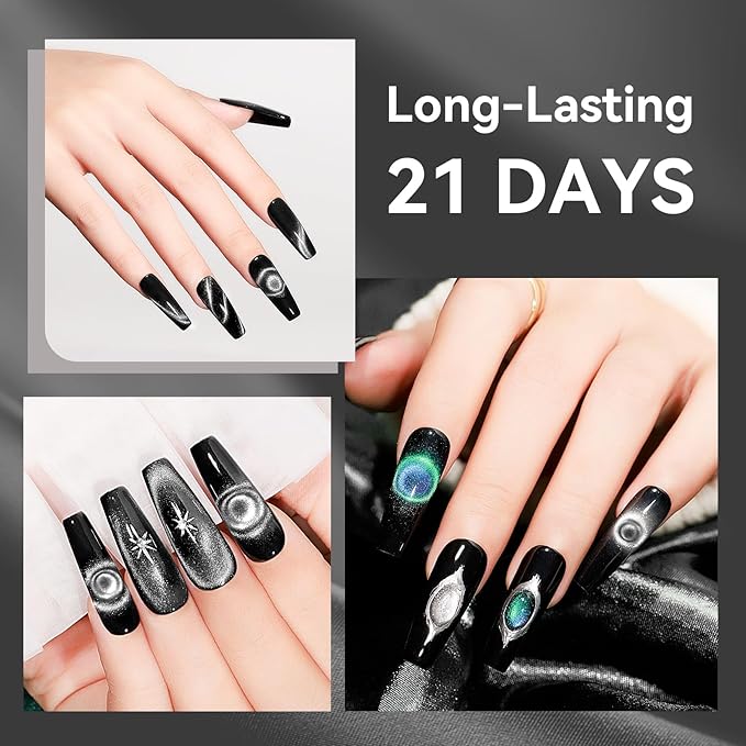 Cat Eye Gel Nail Polish Silver 12ML 9D Chameleon Cateye Magnetic Nail Polish Gel Holographic Cat Eye with Magnet Stick Varnish Soak off Manicure 1PC