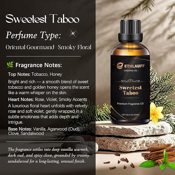 Sweetest Taboo Fragrance Oil 3.38FL.OZ - Mens Scented Oil for Candle Scents for Candle Making, Soap Making Scents, Diffuser Oils Scents