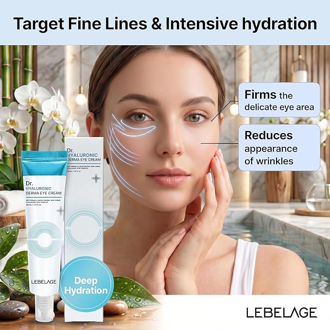 LEBELAGE Derma Eye Cream 1.35 fl oz | Lightweight Eye Moisturizer | Fast-Absorbing Daily Under Eye Cream for Smooth, Hydrated Skin Feel | Korean Skincare Routine (Hyaluronic)