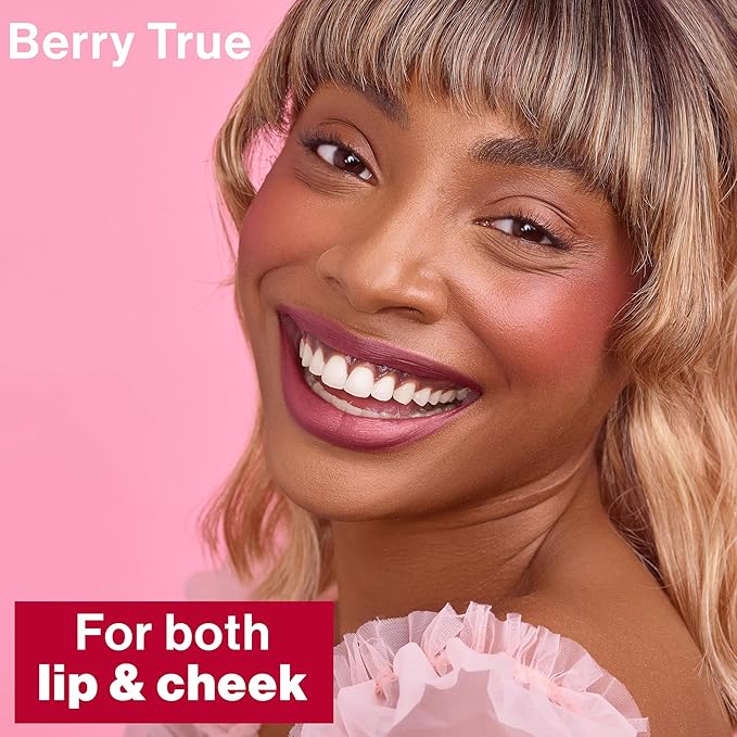 wet n wild Mega Glo Lip & Cheek Color, Creamy Berry Stain, Buildable Multi-Use Soft Matte Finish, Vegan & Cruelty-Free - Berry True (Pack of 2)