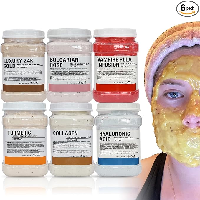 YMEYFAN Jelly Mask for Facials Professional Face Mask Bulk Wholesale, Jelly Mask Powder for Estheticians Supplies Beauty Salon Spa Face Mask Skin Care, 23Fl Oz (6 Jar)