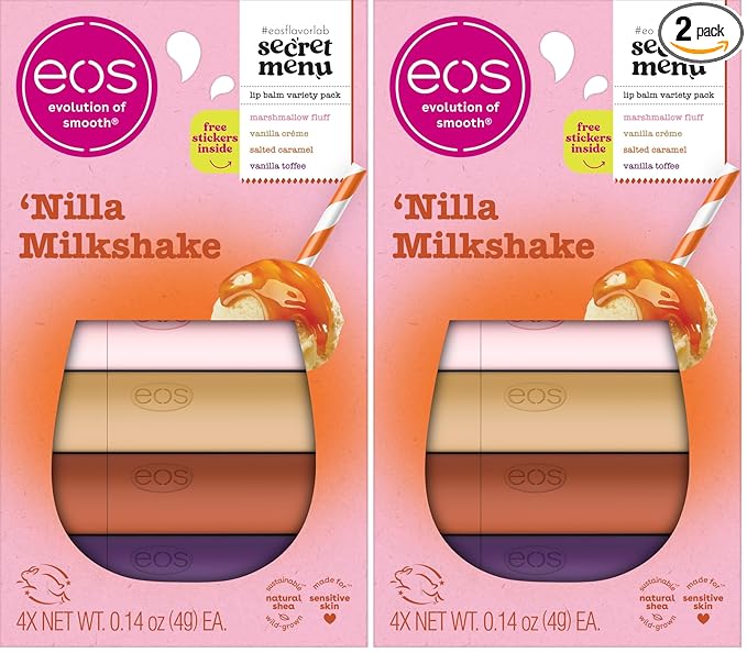 eos Flavor Lab Secret Menu Lip Balm Gift Set - 'Nilla Milkshake, Limited-Edition, Moisturizing, Hydrating, Dry Lips, Variety, 0.14 oz, (Pack of 8)