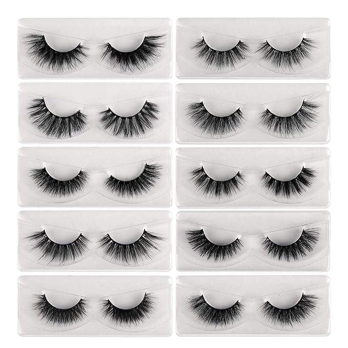 Newcally Lashes False Eyelashes Natural 3D Faux Mink Lashes 10 Pairs 10 Styles Wispy Fake Eyelashes Dramatic Handmade Reusable Lashes Pack with 10 Portable Eyelash Boxes