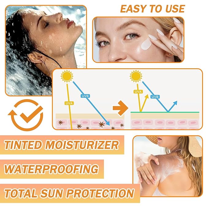 Tinted Sunscreen,Face Sunscreen Cream SPF 50+ PA+++,Moisturizing Sunscreen for Face,Long Lasting Refreshing Tinted Face Moisturizer Sunblock,Non-greasy Travel Size Facial Sunscreen Lotion