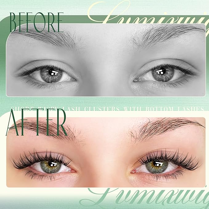 Natural Lash Clusters 8-12MM Eyelash Clusters Short Cluster Lashes with Bottom Lashes Manga Individual Lashes C Curly DIY Clear Band Lash Extension for Clean Girl Makeup by Lvmixwig