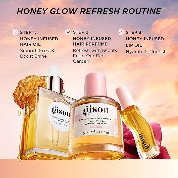Gisou Honey Infused Hair Perfume – Long-Lasting Hair Fragrance with Mirsalehi Honey & Argan Oil, Wild Rose, 1.7 Fl Oz