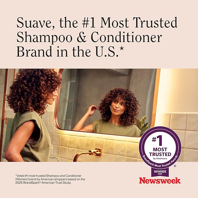 Suave Silk Protein Smooth & Sleek Shampoo for Dry, Unmanageable Hair, Anti-Humidity + 48HR Frizz Control, Enhances Shine, 28 FL OZ Pump, 4 Count