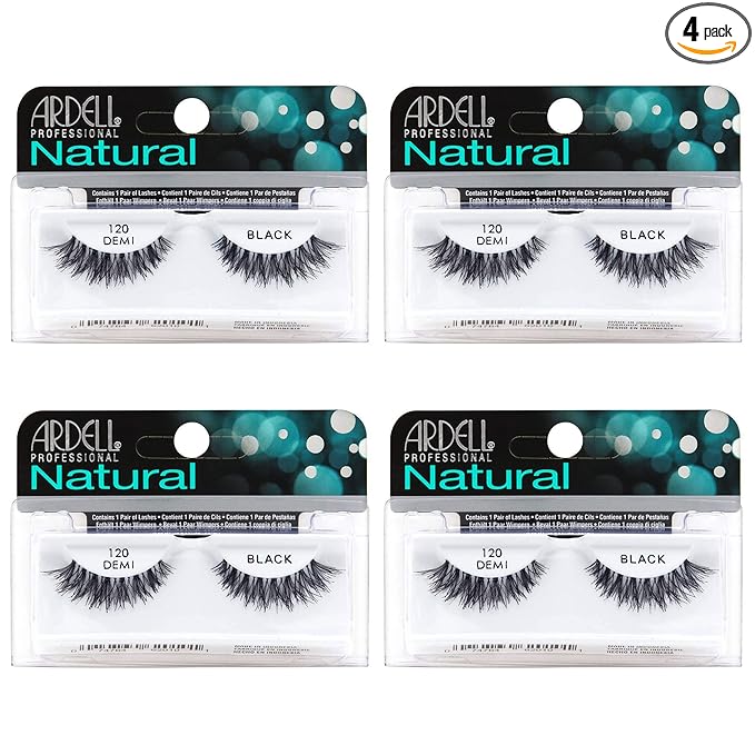 Ardell False Eyelashes 120 - Black, Natural Look Strip Lashes, Reusable - 4 Pack