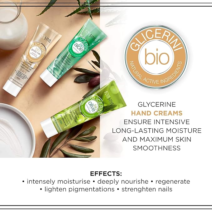 Eveline Glycerine 5 In 1 Bio Goat's Milk + Vitamin E & Karite Butter Super-Concentrated Hand/Nail Cream Mask
