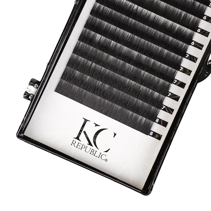 Lash Eyebrow Extensions Kit with 1 x Trays of Mink False Eyebrows in Black Comes on Mixed Length Trays 5-8 mm, Eyebrow Glue Clear & Dual Pack (Straight & Curved Tip) Extension Tweezers