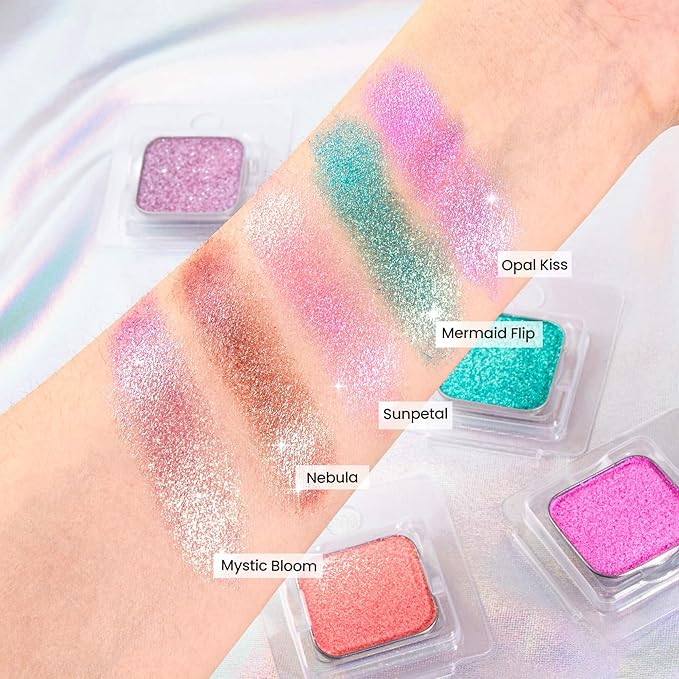 Duochrome Chameleon Single Eyeshadow, Purple to Blue Iridescent Shift, Creamy Putty Texture Cream-to-Powder, Zero Fallout Metallic Shimmer, High Pigment, Fits Magnetic Palette (Nebula)