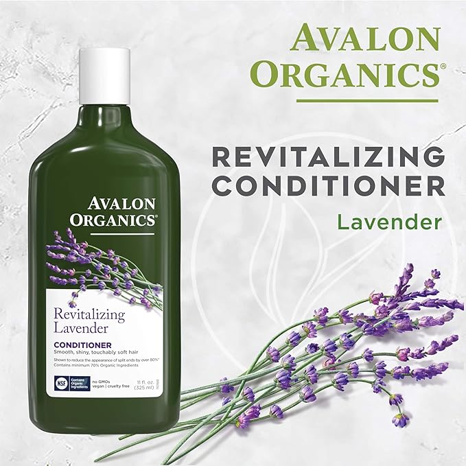 Avalon Organics Revitalizing Lavender Conditioner, For Smooth, Shiny, Touchably Soft Hair For Normal To Dry Hair, 11 Fluid Ounces