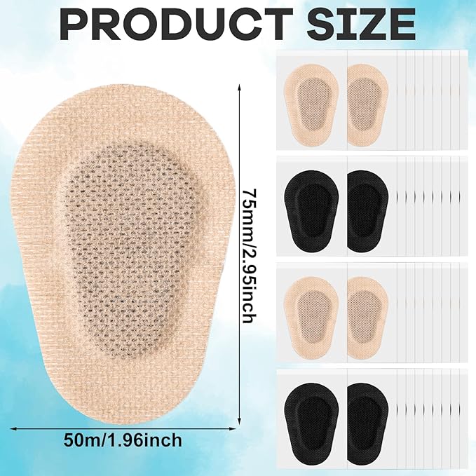 Panitay 40 Pcs Adhesive Eye Patches for Adults Eye Patch for Disposable Breathable Amblyopia Lazy Adhesive Bandages for Men(3 x 2 Inch,Nude, Black)