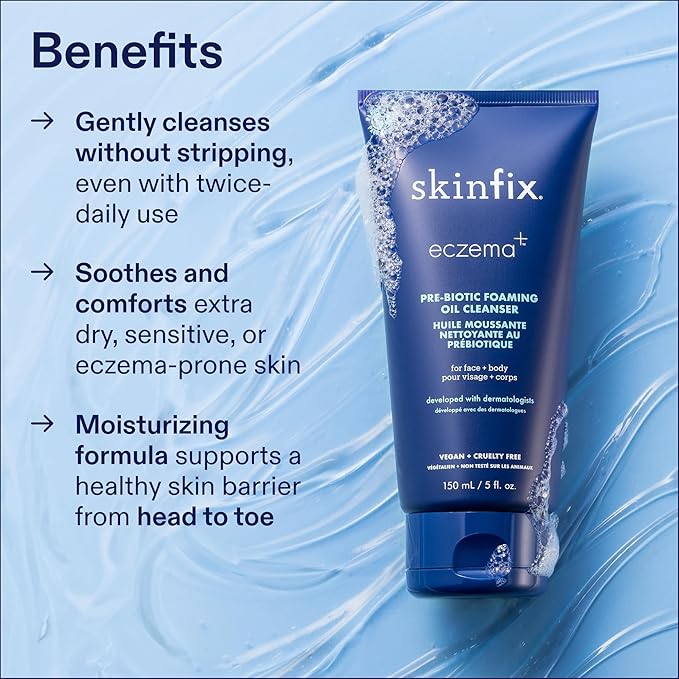 Skinfix Pre-Biotic Face + Body Foaming Oil Cleanser - 5 fl oz - Hydrates, Calms with Colloidal Oatmeal, Triple Lipid Complex & Coconut - Accepted by the National Eczema Association - Cruelty Free