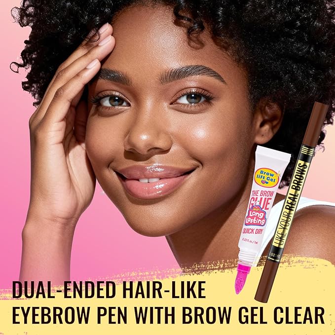 Vevivia Eyebrow Pen - Eyebrow Gel Clear, Dual-Ended Eye Brow Pencils for Women with 4-Fork-Tip and Precise Brush-Tip for Natural Hair-Like Strokes, Last All Day Eyebrow Pencil, Brown