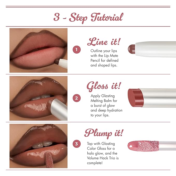 rom&nd Volume Hack Trio Glazed Plum Lip Set | Plumping, Hydrating K-Beauty Lip Kit for High-Shine, Irresistible Pouts