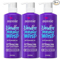 Aussie 3 Minute Miracle Moist Deep Conditioner for Dry Hair, Avocado & Jojoba Oil, Safe for Color Treated Hair, Nourishing Hydration, Silky Shine, Paraben-Free, 16 Fl Oz Each, Triple Pack