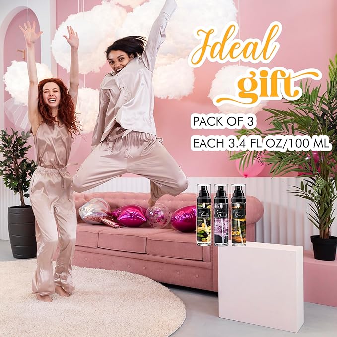 AQUA BLANCE 3-Pack Vanilla Body Spray for Women, Travel Size Fragrance Mist Set with Luxe Vanilla, Nectar Dream & Sandy Orchid, Long Lasting Body Mist for Travel & Gym, 3.4 fl oz Each