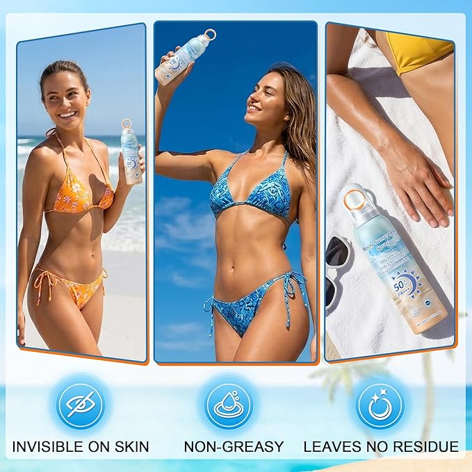 Mineral Sunscreen Spray SPF 50, Zinc Oxide Sunscreen Spray for Face & Body, Broad-Spectrum UVA/UVB Protection Sunscreen Mist Lightweight, Water-Resistant, Non-Greasy, 6.76 Fl Oz