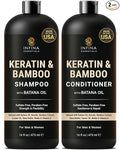 INFINA ESSENTIALS Keratin Shampoo and Conditioner Set | Frizz Control & Smoothing with Batana Oil & Bamboo Extract | Sulfate-Free | Men & Women | 16 fl oz Each
