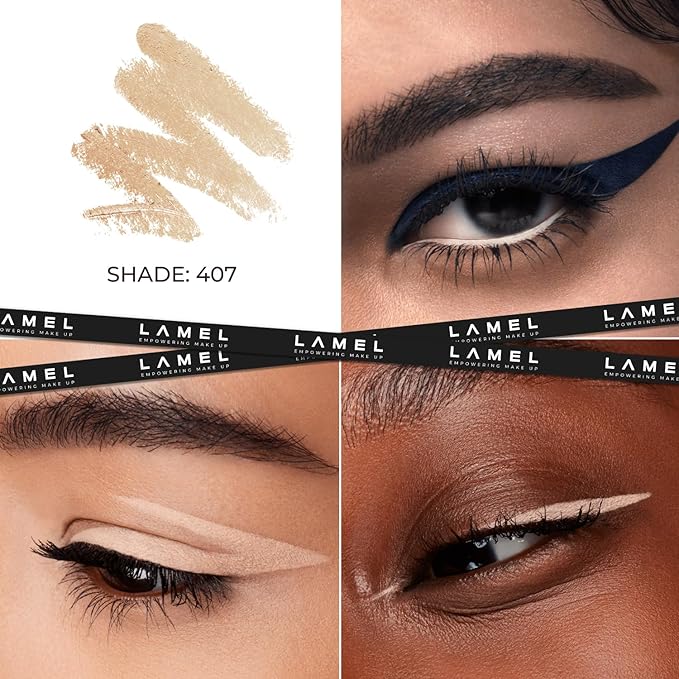 Lamel No Smudge Gel Eyeliner - Perfect Beige - Waterproof Eyeliner Pencil - 10-Hour Wear, Sharpenable, Contact Lens Friendly, Vegan - Creamy & Sweat Proof Pencil - Highly Pigmented - 407 Shade