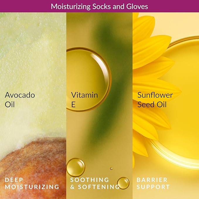 Epielle Moisturizing Hand Mask 6 Pairs, Soften with Sunflower Seed Oil & Vitamin E, Deep Moisturizing Gloves for Dry, Cracked Hands, Self Care Gifts for Women, Spa Kit, Mothers Day Gifts