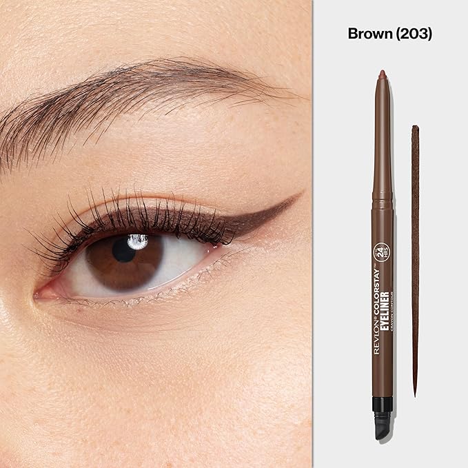 REVLON ColorStay Pencil Waterproof Eyeliner, Smudge-Proof, Eye Makeup with Built-In Sharpener, 203 Brown, 0.01 oz (Pack of 2)