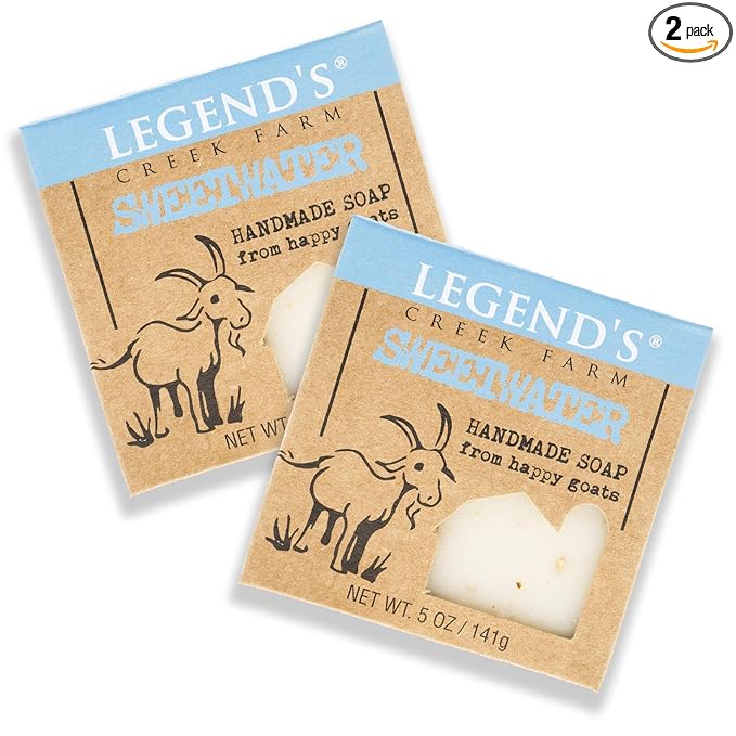 Legend's Creek Farm Goat Milk Soap - Cleansing Moisturizing Bar for Hands and Body - 5 Oz Creamy Lather, Nourishing, Gentle Natural Soap for Sensitive Skin (Sweetwater, Pack of 2)