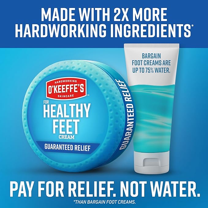 O'Keeffe's for Healthy Feet Foot Cream - 6.4 oz Jar (1 Pack) - Guaranteed Relief for Extremely Cracked, Dry Feet, Repairing Skincare, Instantly Boosts and Retains Moisture Levels