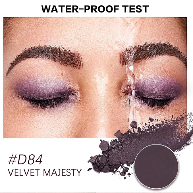 Refillable Eyeshadow Palette - Matte/Glitter/Duo-Chrome Pressed Powder & Cream Formula, Neutral/Shimmer/Smokey Multichrome, Travel-Friendly Iron Pan Refills (Matte, D84)