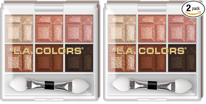 L.A. COLORS 6 Color Eyeshadow, Earthy CES461 (Pack of 2)