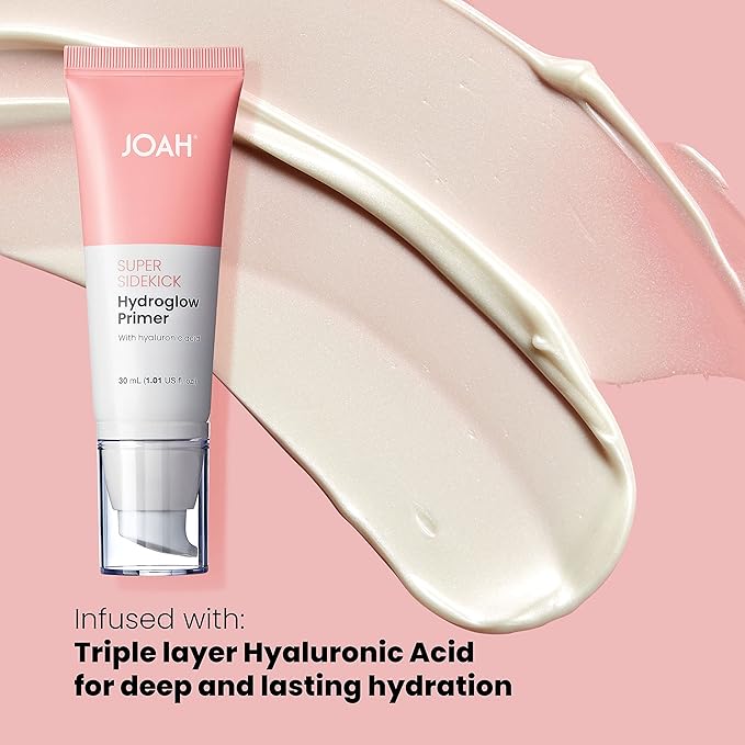 JOAH Super Sidekick Hydroglow Makeup Primer with Hyaluronic Acid For Glow Dewy Finish, Hydrating Long Lasting and Illuminating Korean Makeup Face Primer For Silky Glass Skin, All Skin Types, 1.01 Oz