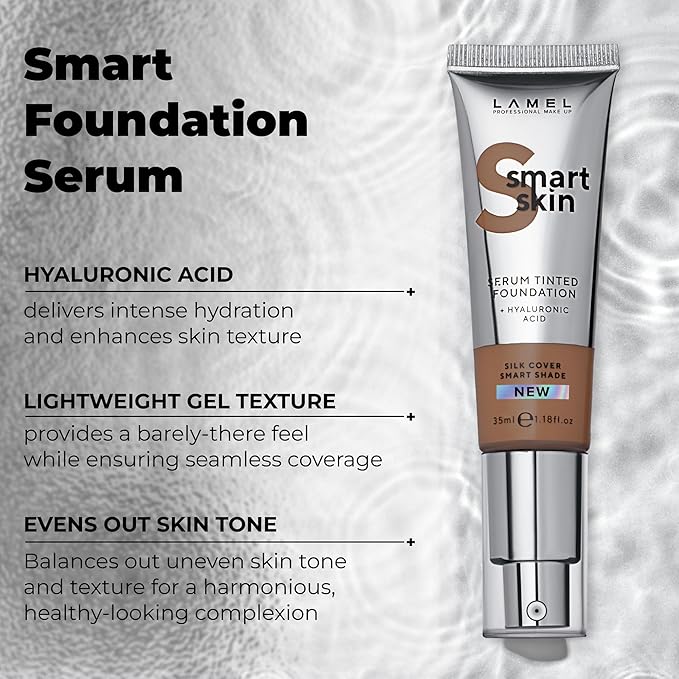 Lamel- Smart Skin Serum Tinted Foundation - 409 Deep Beige | Smoothens skin | Weightless texture| Blurs pores | All-day wear | 35ml