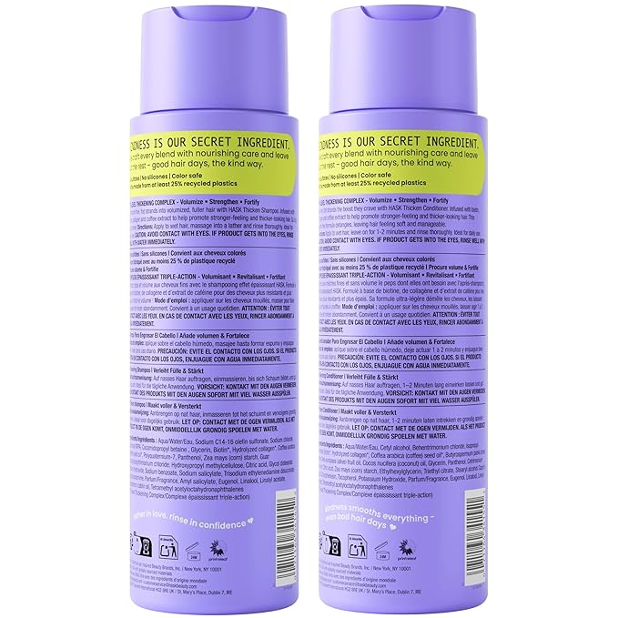 HASK Shampoo + Conditioner Set | Color Safe, Sulfate-Free, Paraben-Free, Gluten-Free, Cruelty-Free | 16oz each, 2 Pack