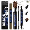Noerrors Beard Filler Pencil Kit Dual End 4 Tips Beard Pen and Brush Set Hairline Moustache Eyebrows Filling Shaping Styling Makeup Tools Waterproof Longlasting For Men #Brown