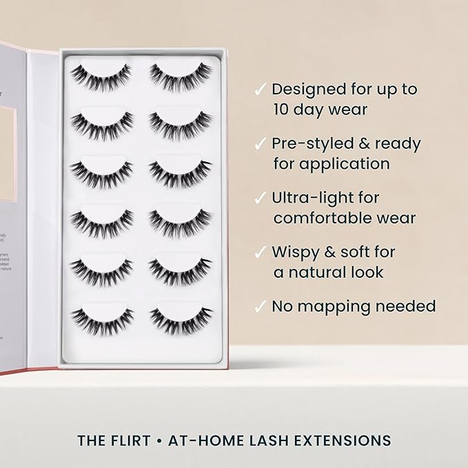 The Flirt (1.0) Natural Lashes, Natural Lash Clusters for Women, Salon Quality At Home Eyelashes Extension Kit, 6 Lash Sets, No Lash Glue Included