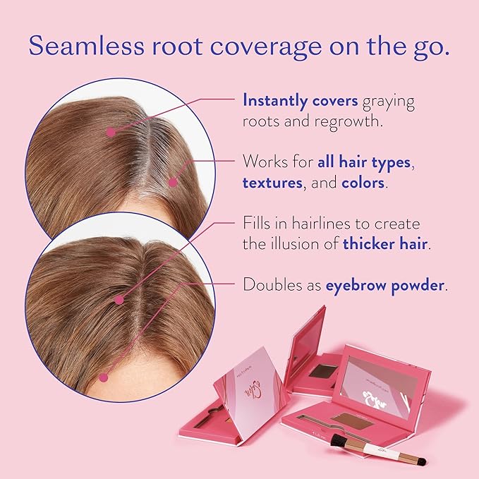 eSalon Root Touch Up + Brow Powder, Conceal & Cover (Copper) - Hairline Powder for Women - Scalp Concealer & Filler for Thinning & Gray Hair Coverage - Creates Thicker & Fuller-Looking Hair